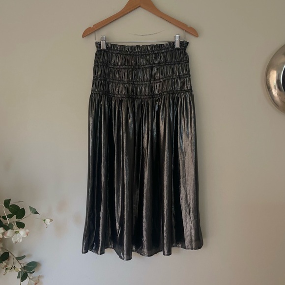 Current Air Metallic Tiered Pleated Skirt Anthropolgie - Picture 3 of 10